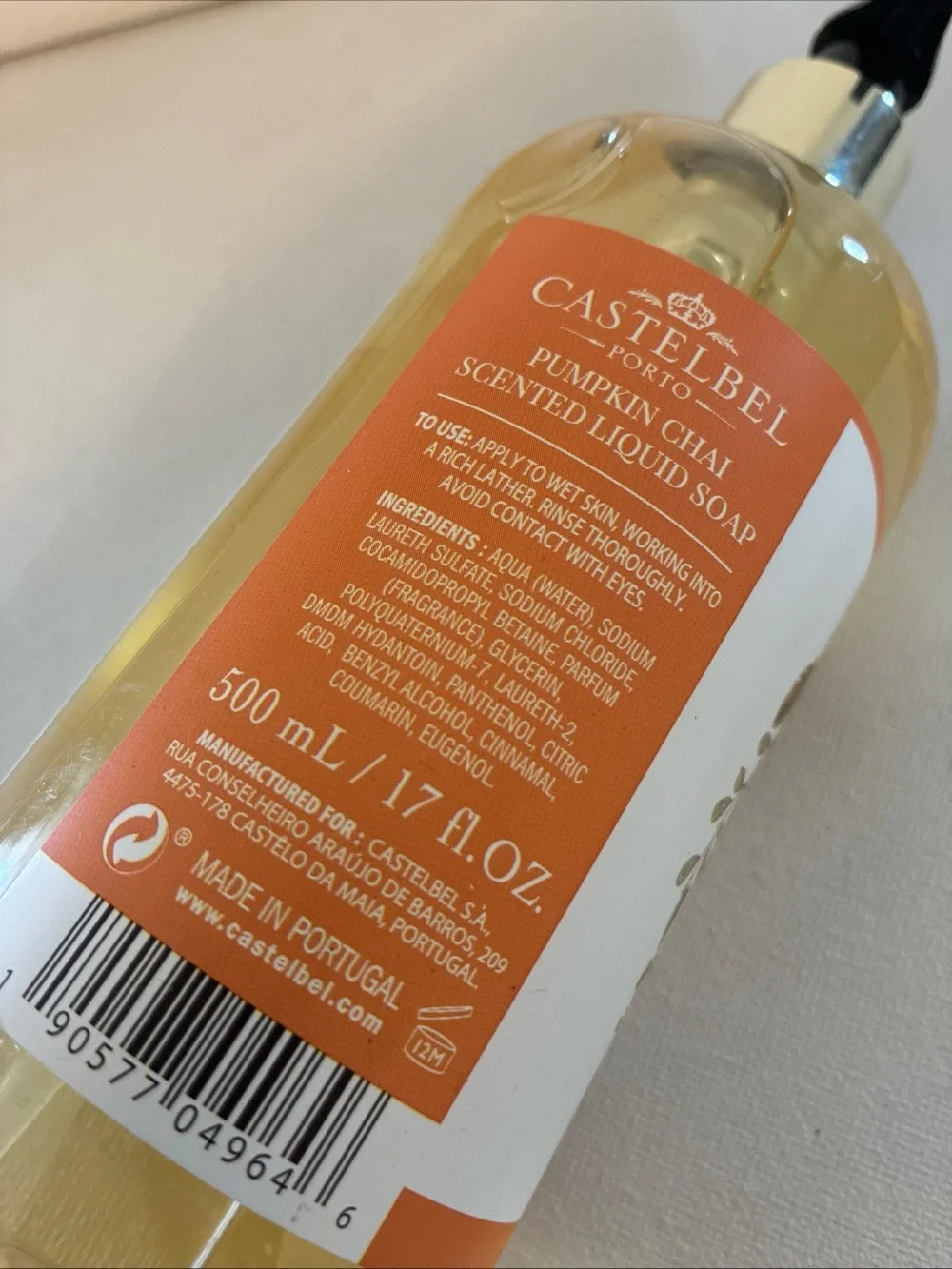 Castelbel Give Thanks Pumpkin Chai Liquid Hand Soap 17. Fl